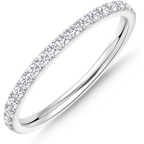 Jewelry - Gold Wedding Band Rings for Women, Cubic Zirconia Promise Eternity Engagement Ri